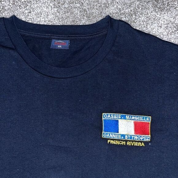 Navy Blue French riveria France St Tropez Cannes sailing shirt XXL Euro (USA L) - Picture 1 of 3